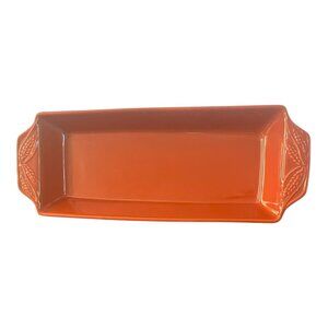 Pfaltzgraff Embossed Bread Basket Nutmeg 17.5" X 6.5" X 2.5" Durable Stoneware